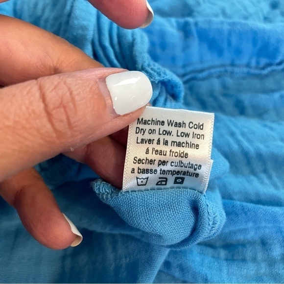 Stark X Tulip Hem Cotton Blue Pull On Stretch Waist Midi Skirt Size Small - Picture 6 of 10